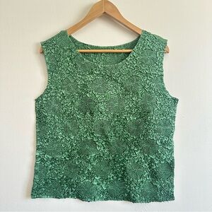 Green Textured Sleeveless Top